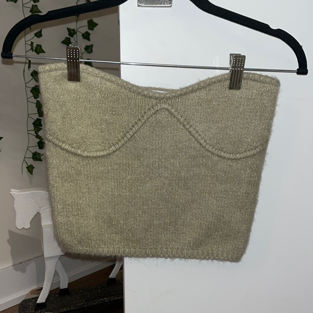Fuzzy light green tube top